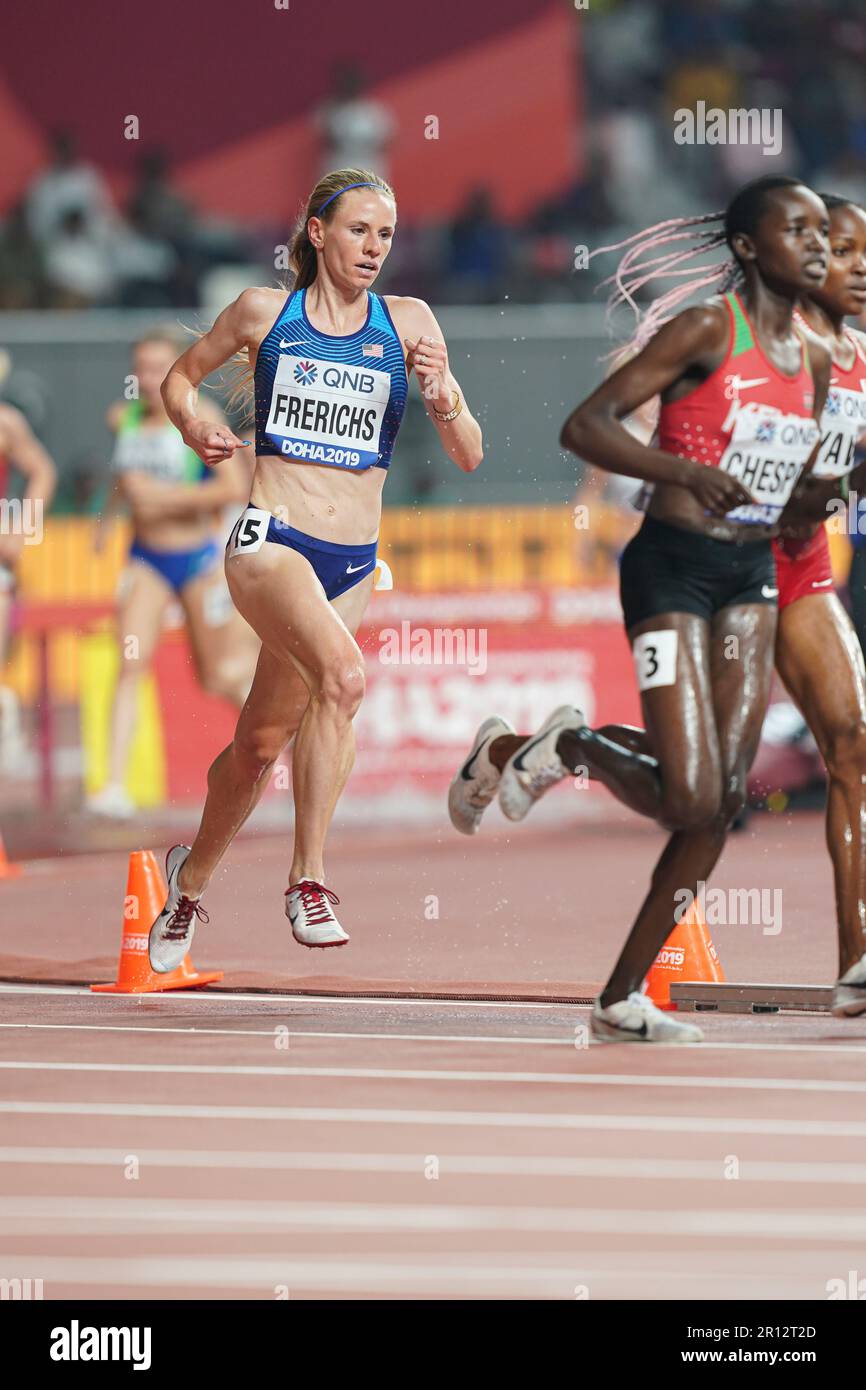 Courtney Frerichs participating in the 3000 meter steeplechase at the