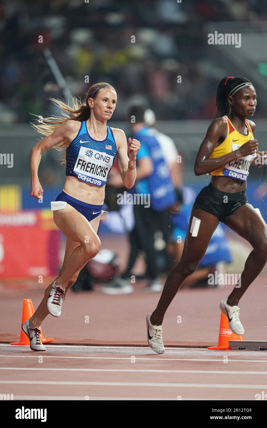 Courtney Frerichs participating in the 3000 meter steeplechase at the
