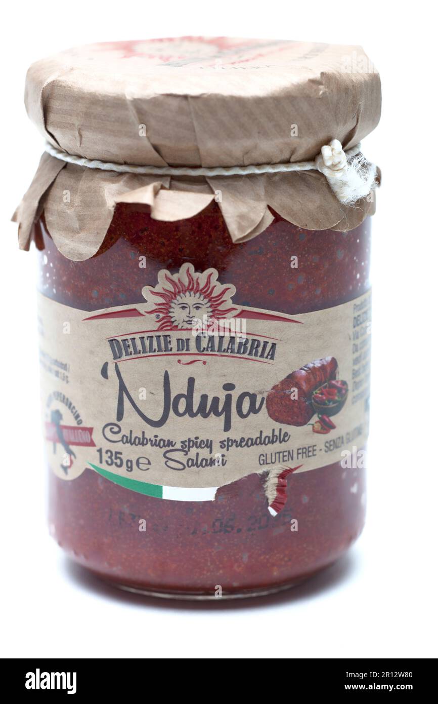 'Nduja Calabrian Spicy Spreadable Salami 90 gr Stock Photo
