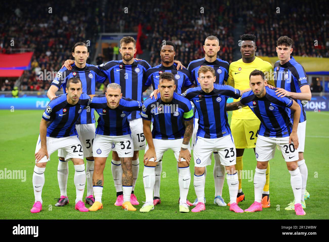 Milan, Italy. 10th May, 2023. FC Inter starting XI made of (left to ...