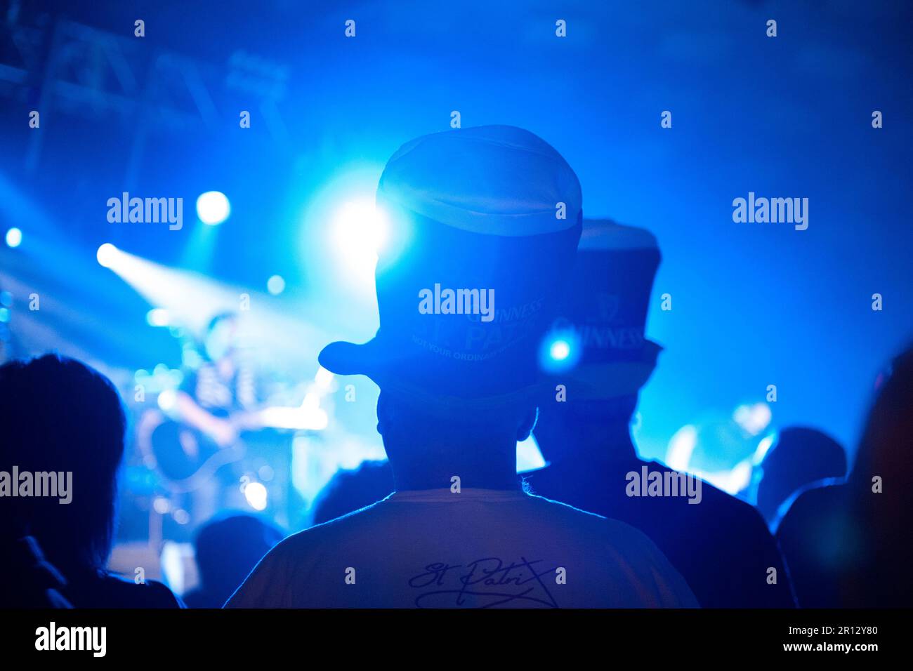Hats at a Stiff Little Fingers St Patricks day gig at the Barrowlands Ballroom concert hall in Glasgow, Scotland Stock Photo