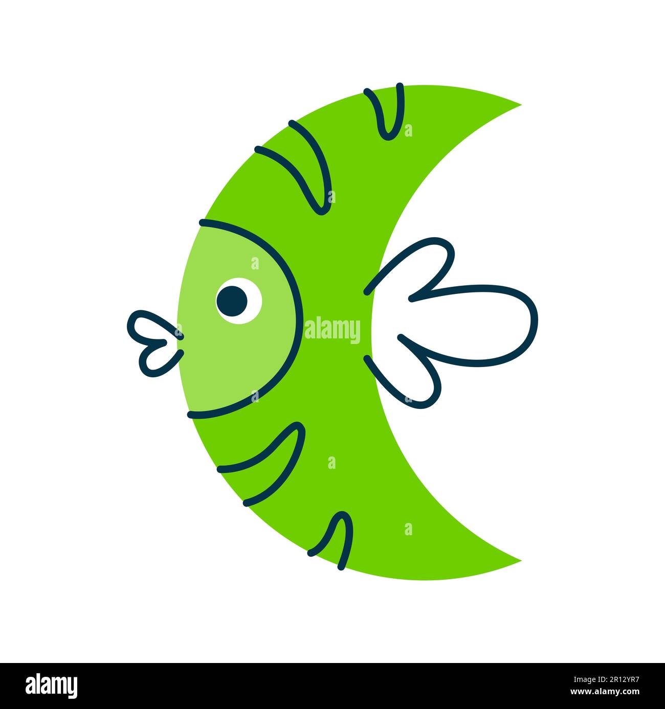 Fish cartoon character with funny face, math shape, emotion of