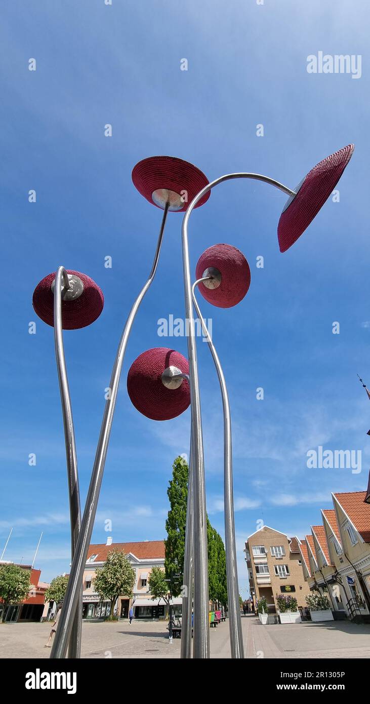 An outdoor installation of large, metallic sculptures Stock Photo
