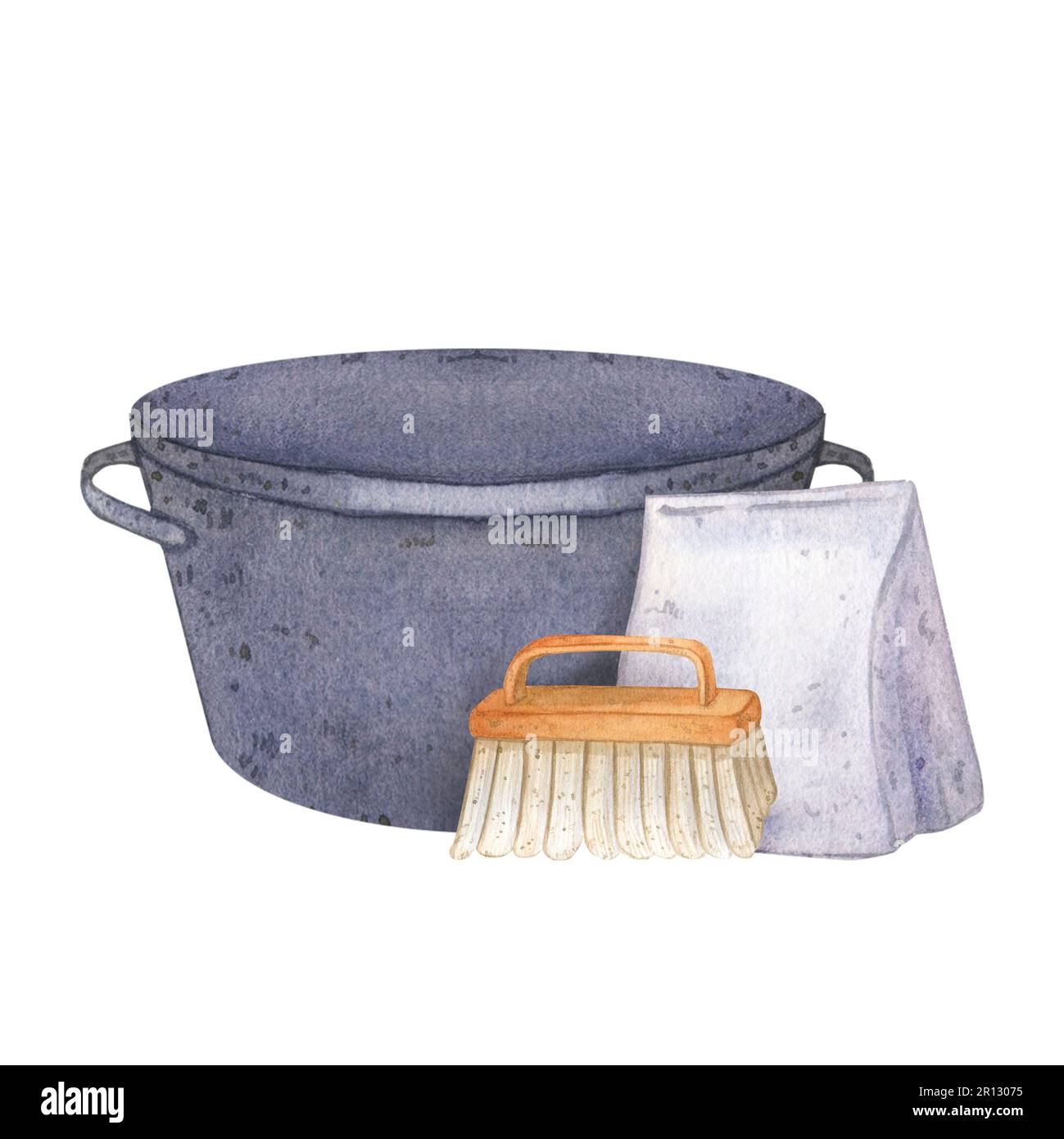 Watercolor illustration, the composition of detergents and cleaning