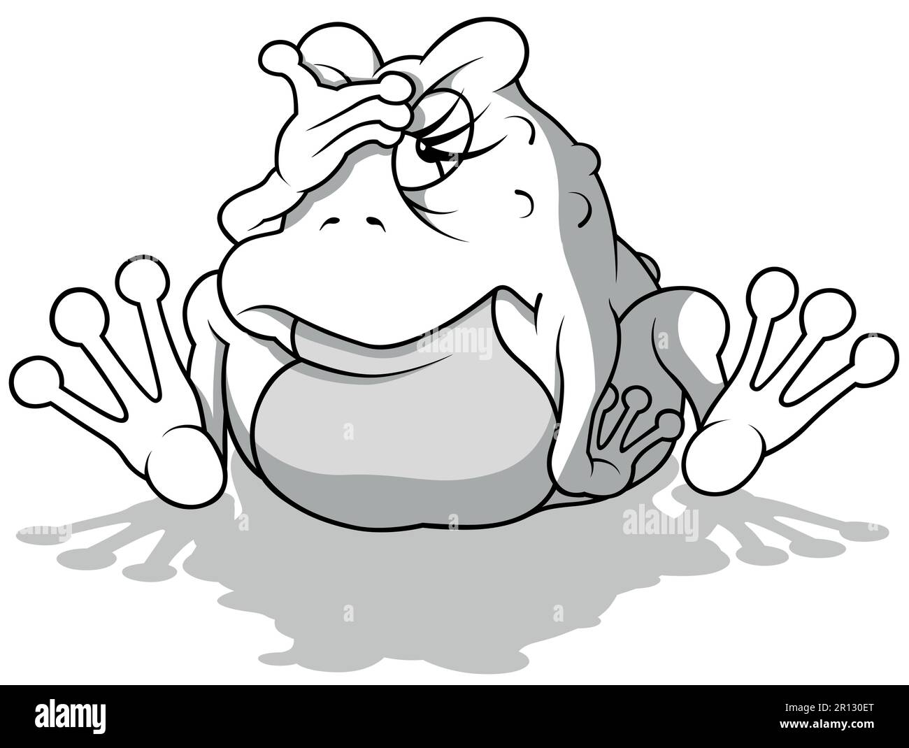 Drawing of a Sitting Frog Stock Vector