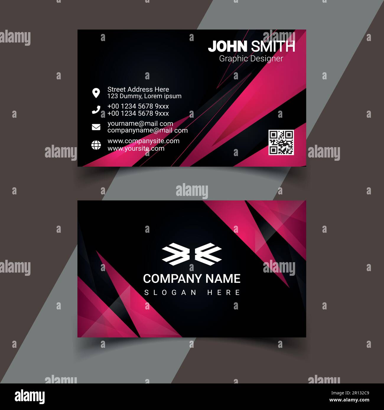 Professional business card design template for company or business. Two ...
