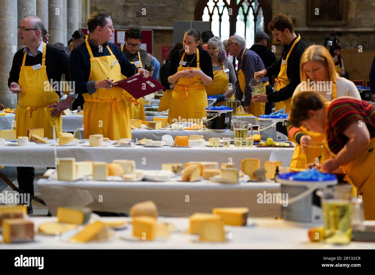 Judging takes during the artisan cheese awards at St Mary's Church