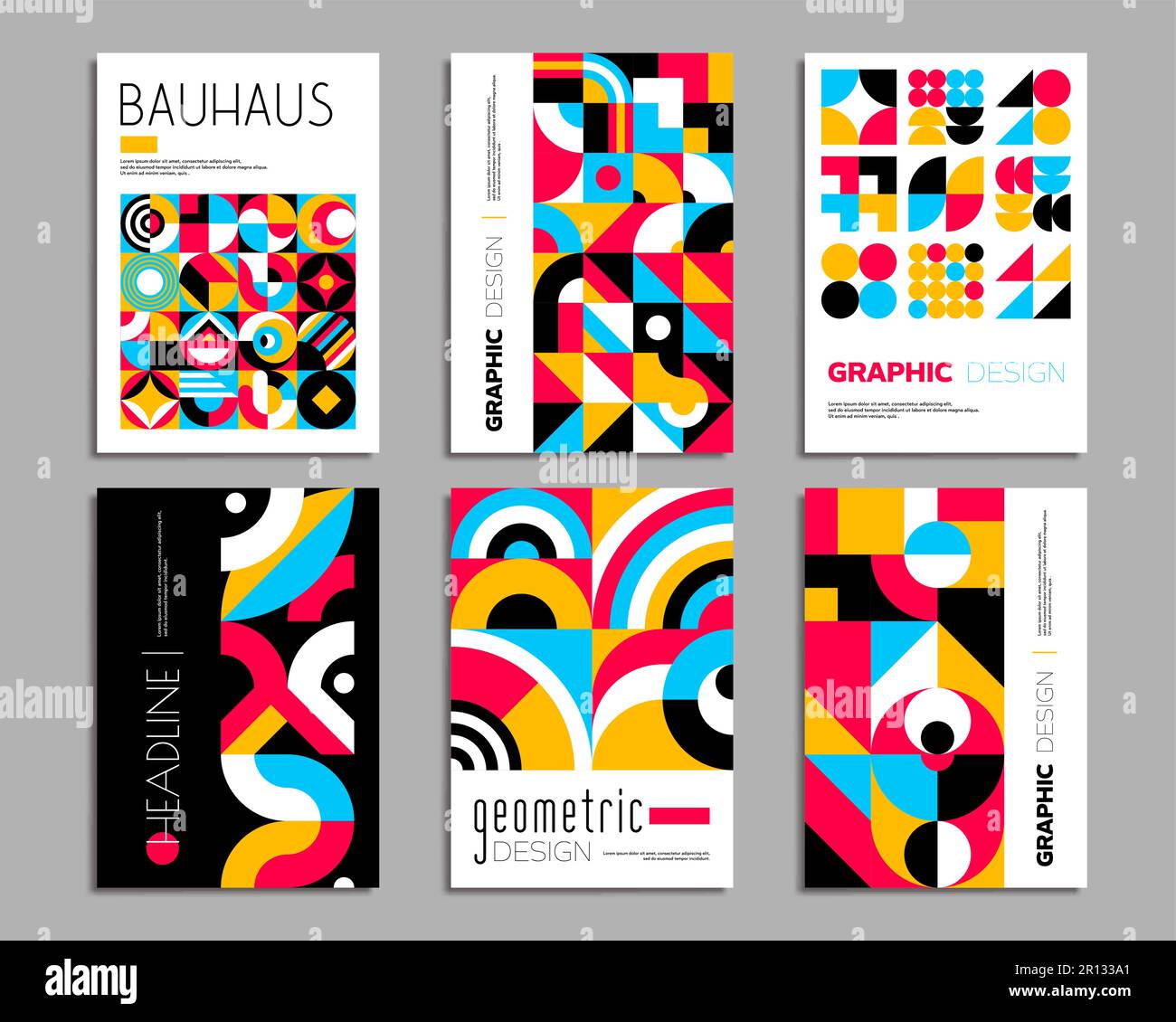 Bauhaus Posters Geometric Abstract Background Patterns With Minimal 