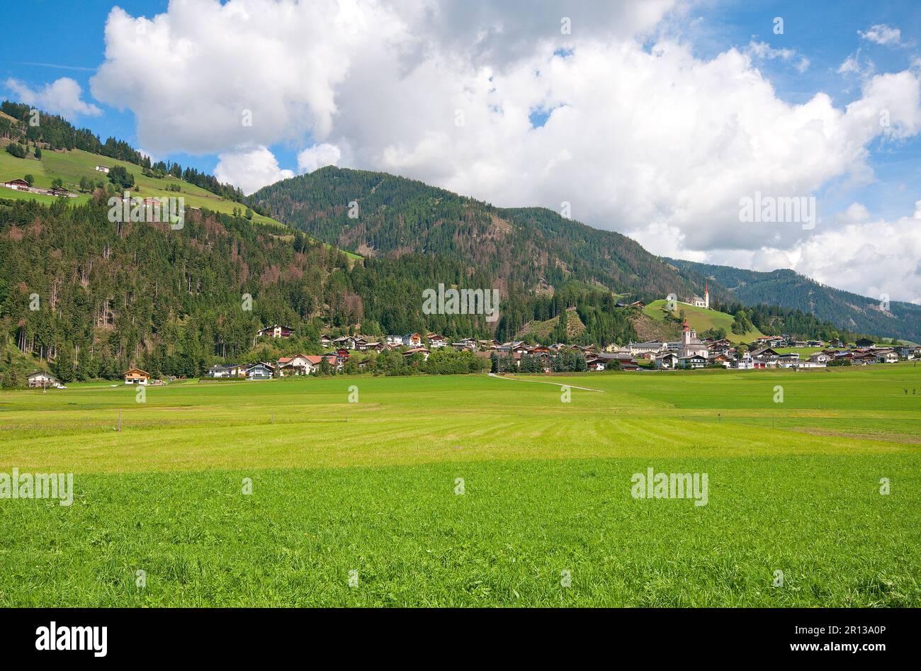 Strassen village in Pusteria Valley, East Tyrol, Austria Stock Photo