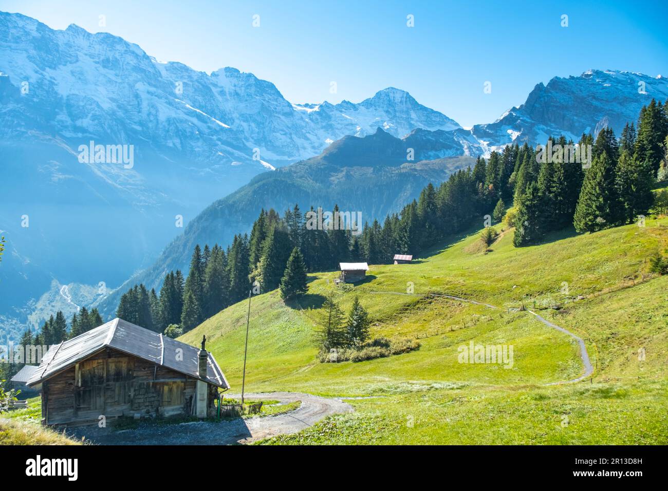 Amazing touristic alpine village in valley Lauterbrunnen, Switzerland ...