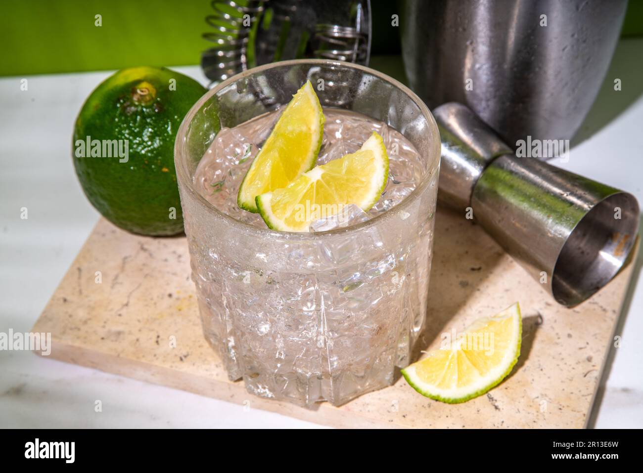 Cold iced Ti punch alcohol cocktail, small punch, rumbased mixed drink