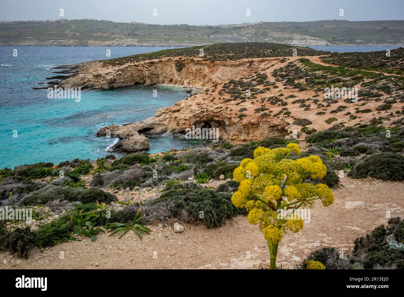 View from around Comino island, Malta. Scenery rocks in the 