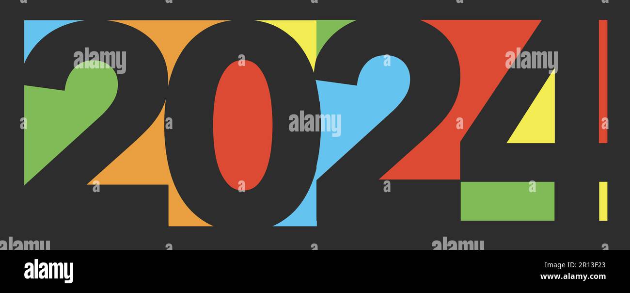 The numbers of the year 2024 are seen in a colorful graphic
