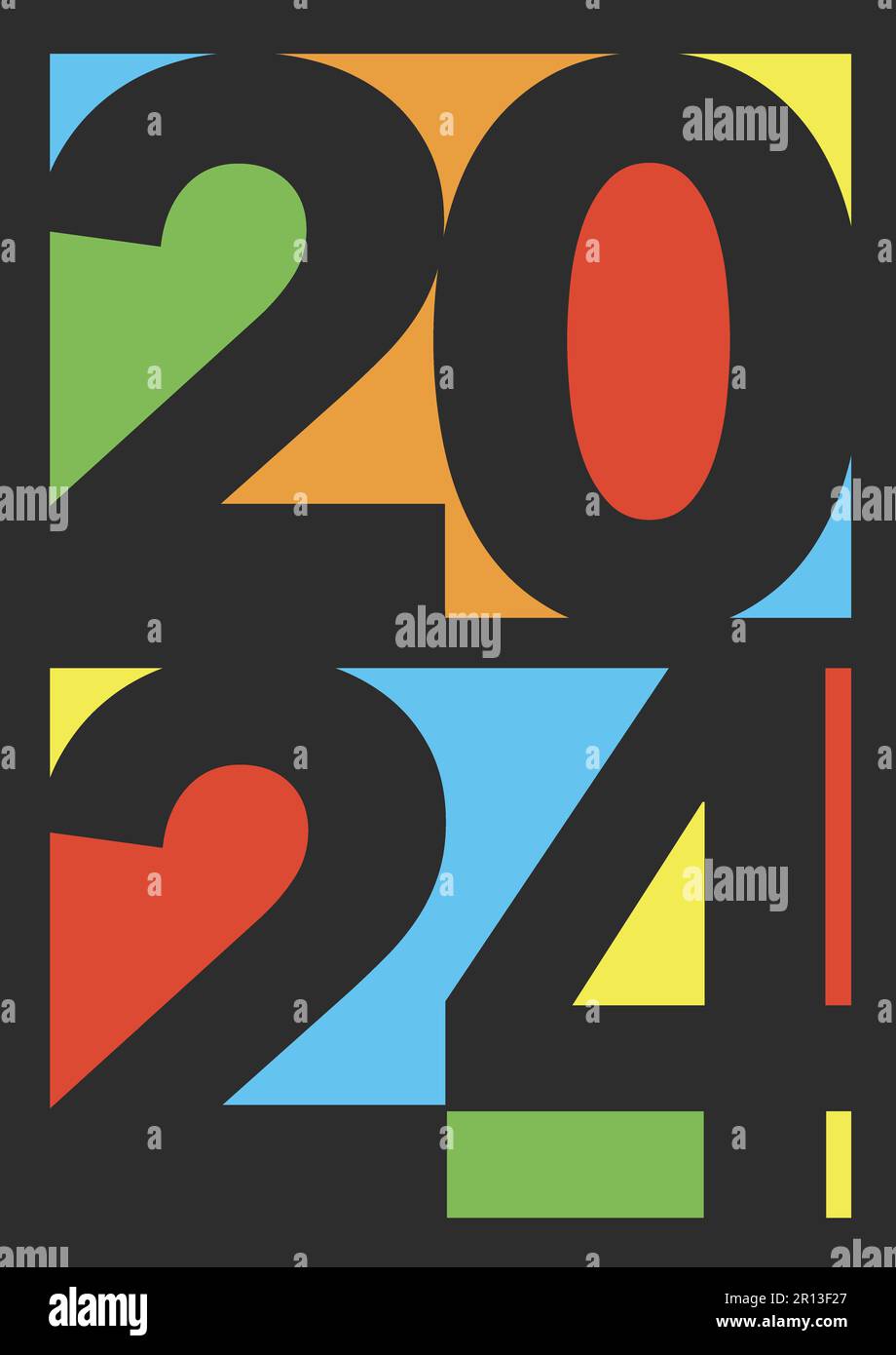 The numbers of the year 2024 are seen in a graphic design illustration