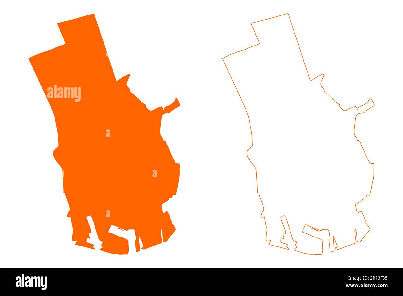 Schiedam city and municipality (Kingdom of the Netherlands, Holland, South Holland or Zuid-Holland province) map vector illustration, scribble sketch Stock Vector