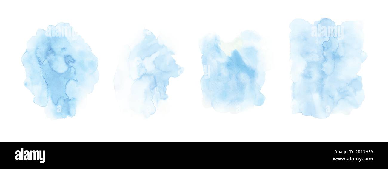 Set of blue watercolor texture stain, Watercolor hand-painted art ...