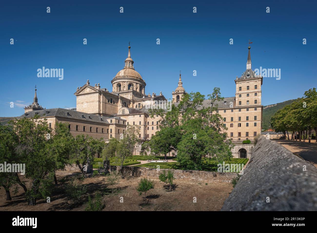 Basilica and Monastery of El Escorial - San Lorenzo de El Escorial, Spain Stock Photo