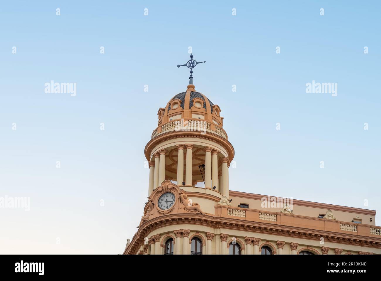 Edificio La Adriatica Building at Gran Via Street and Plaza de Callao Square - Madrid, Spain Stock Photo