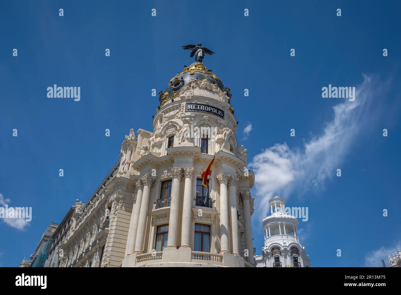 Edificio Metropolis Building at Calle de Alcala and Gran Via Streets - Madrid, Spain Stock Photo
