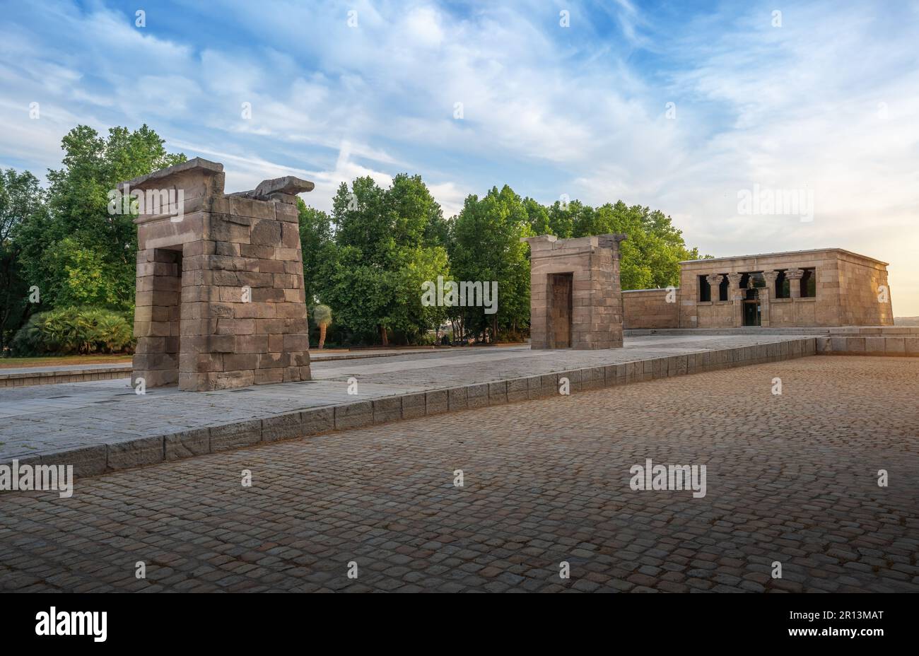 Temple of Debod - ancient Egyptian temple at La Montana Park - Madrid, Spain Stock Photo