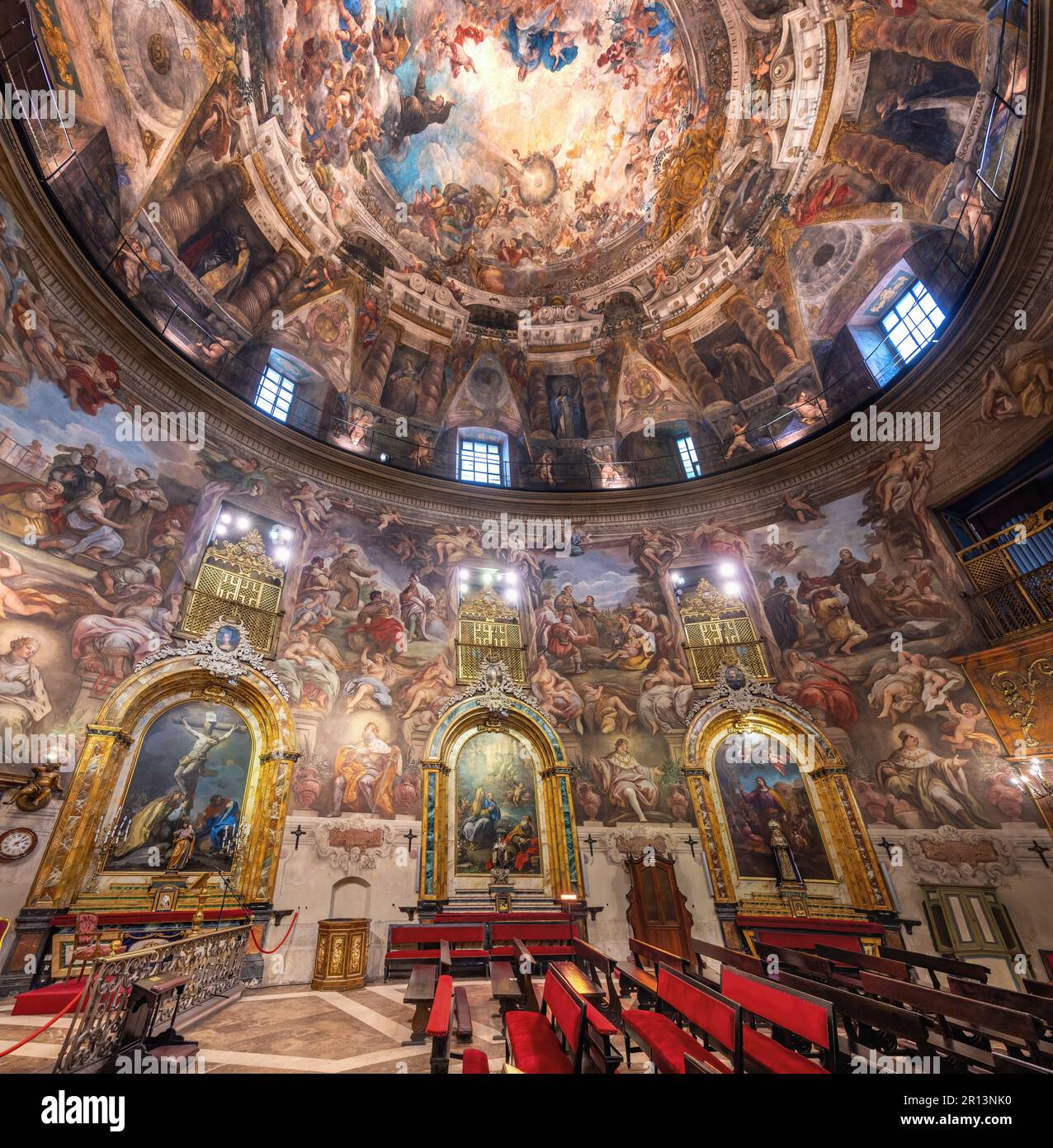 Baroque interior of Church of Saint Anthony of the Germans (San Antonio de los Alemanes) - Madrid, Spain Stock Photo