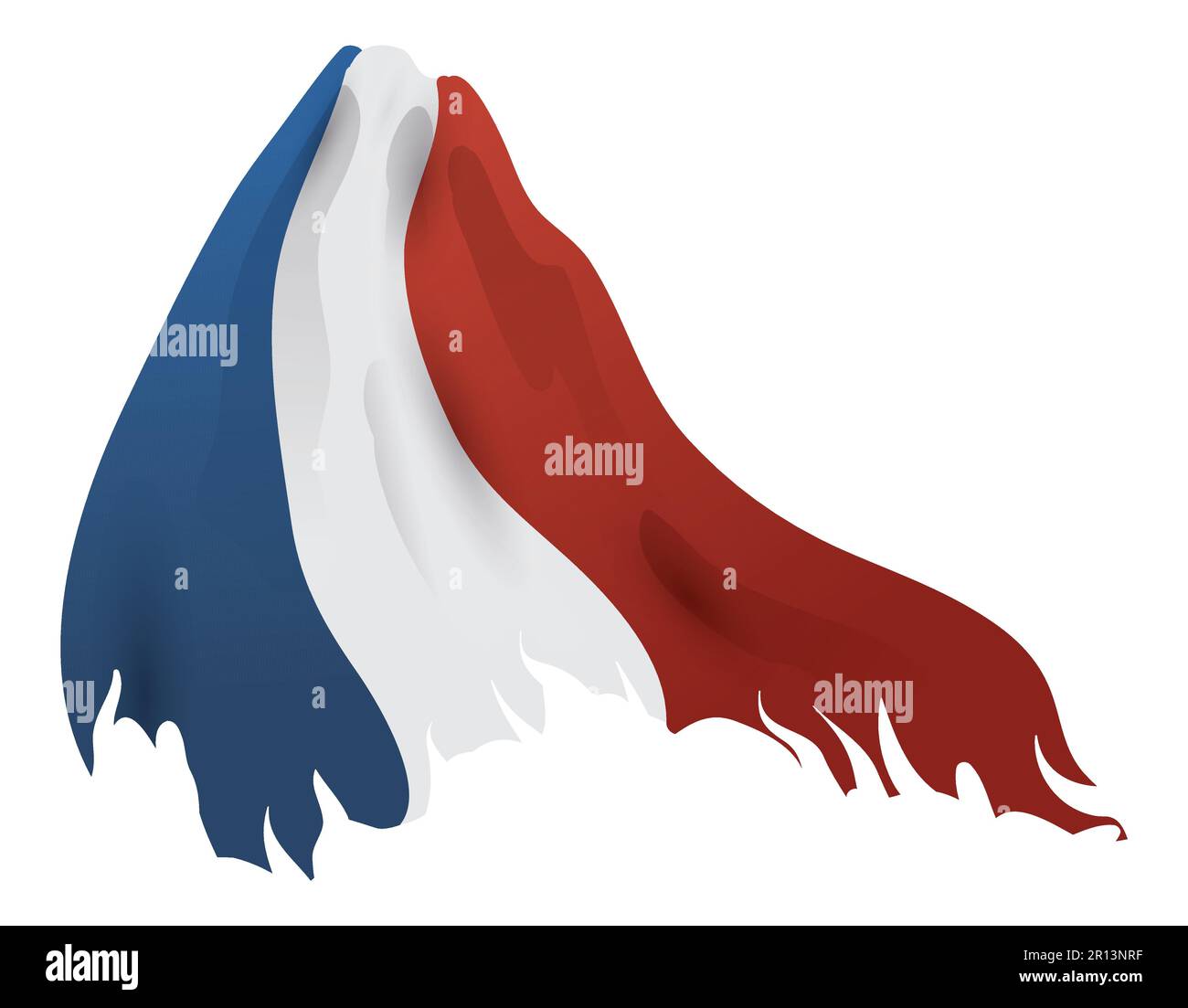 Waving flag of France country. Isolated french tricolor flag on