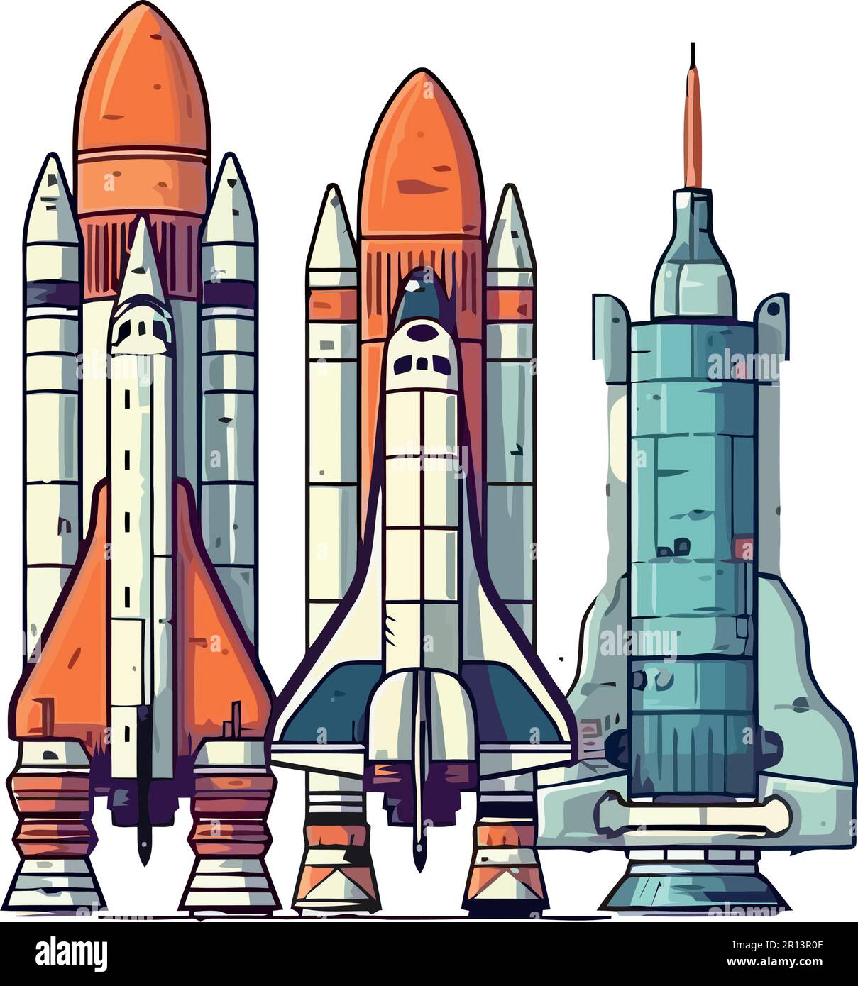 Futuristic spaceships rockets flying vehicles Stock Vector Image & Art ...