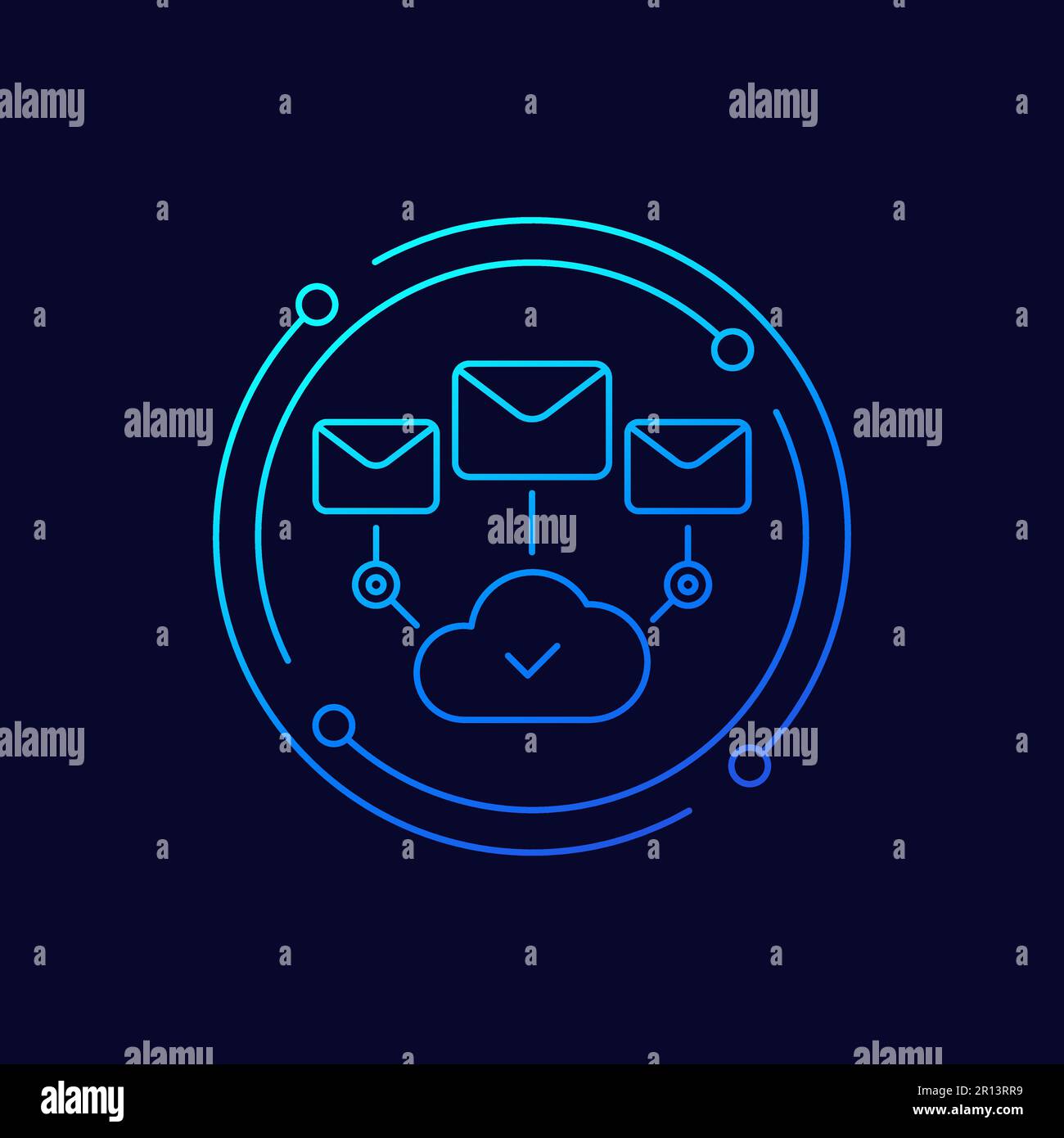 email service line vector icon with a cloud Stock Vector