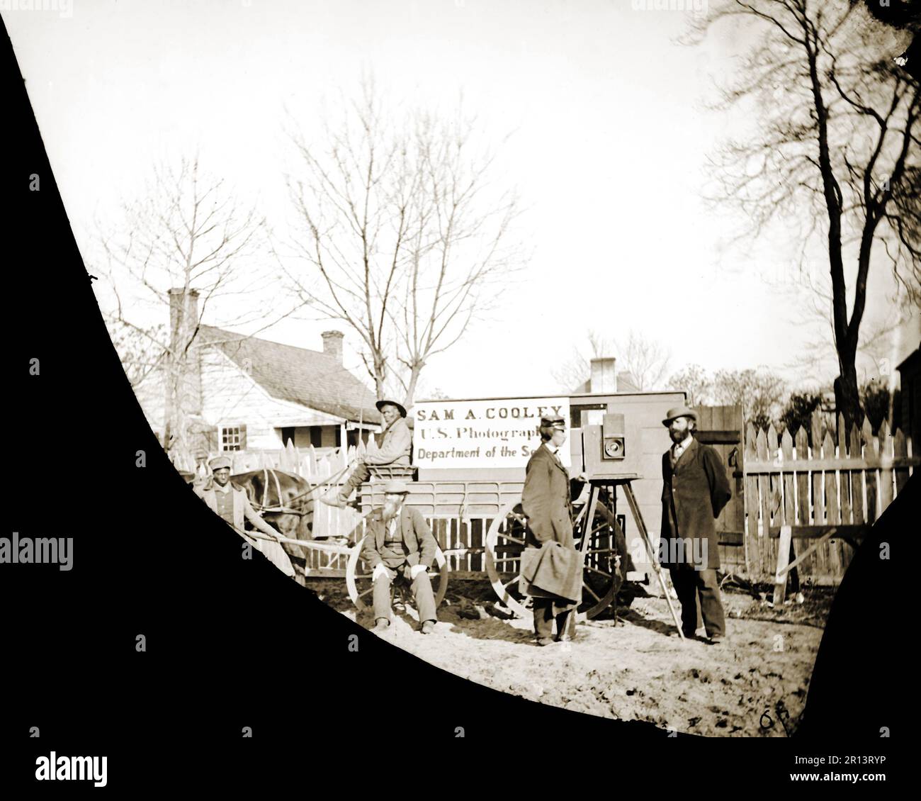 Wagons and camera of Sam A. Cooley, U.S. photographer, Department of the South.Photographed between 1860 and 1865. Stock Photo