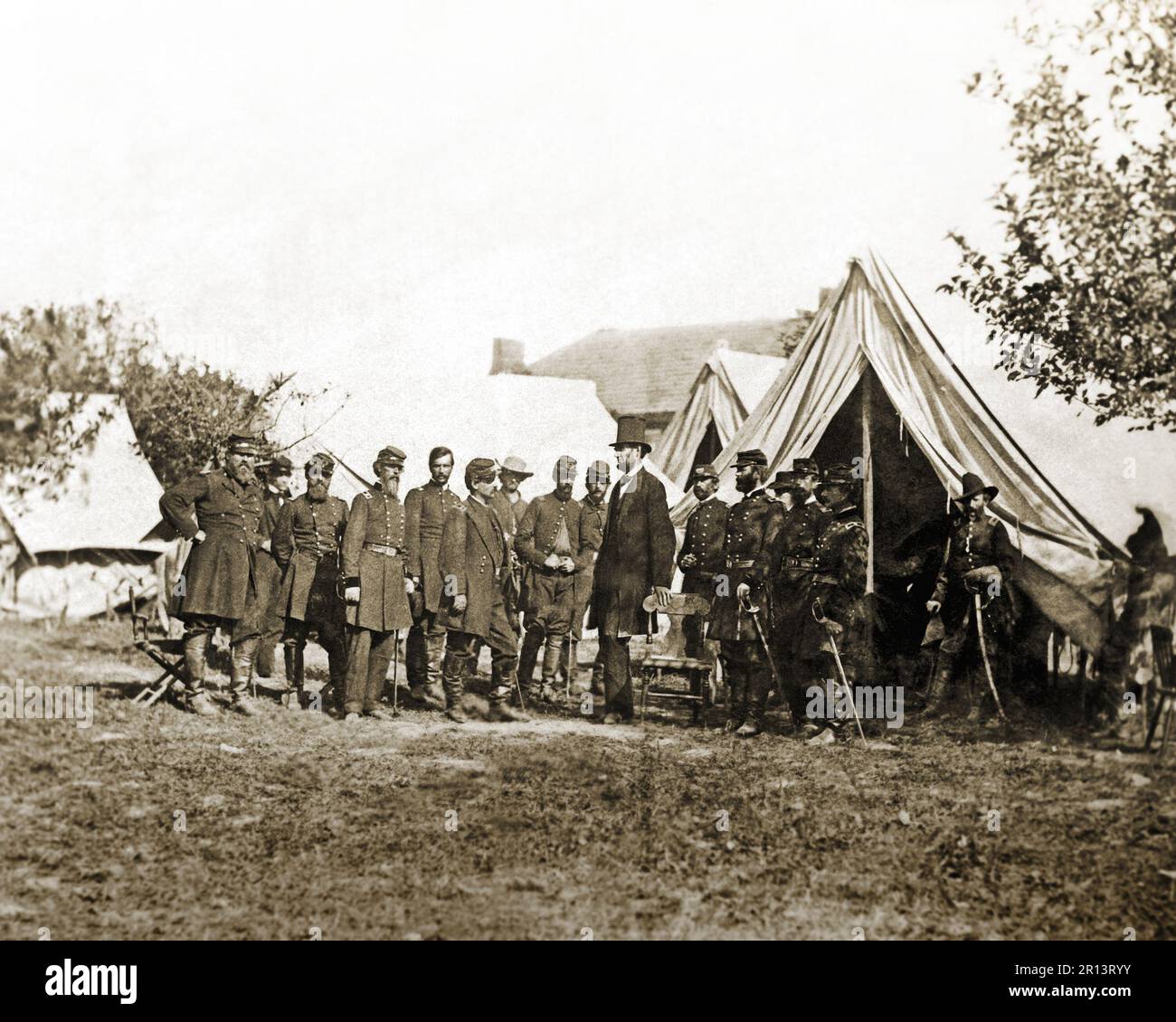 President Abraham Lincoln on the Antietam battlefield. Photograph by ...