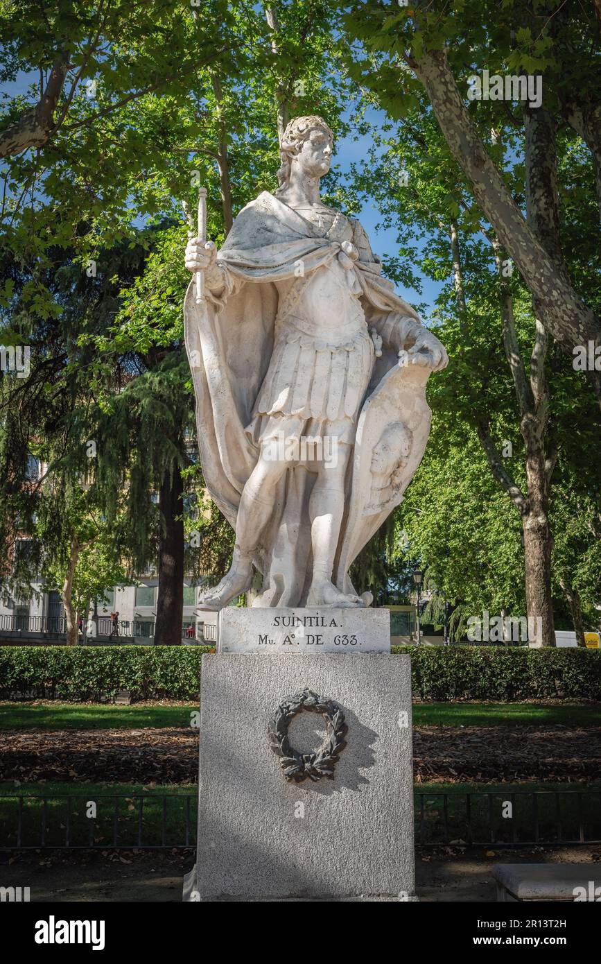 Statue of Visigothic King Suintila at Plaza de Oriente Square - Madrid, Spain Stock Photo