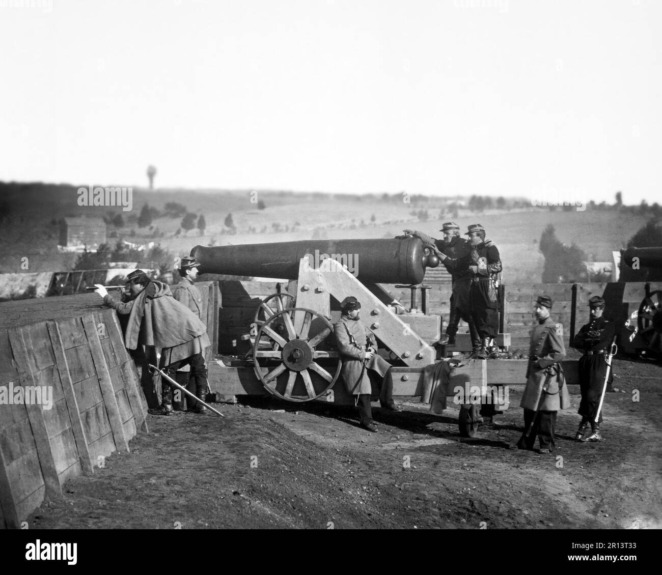 Officers of Fifty-fifth Infantry at Fort Gaines, near Tenley, D.C.  From the Mathew Brady Collection. Stock Photo