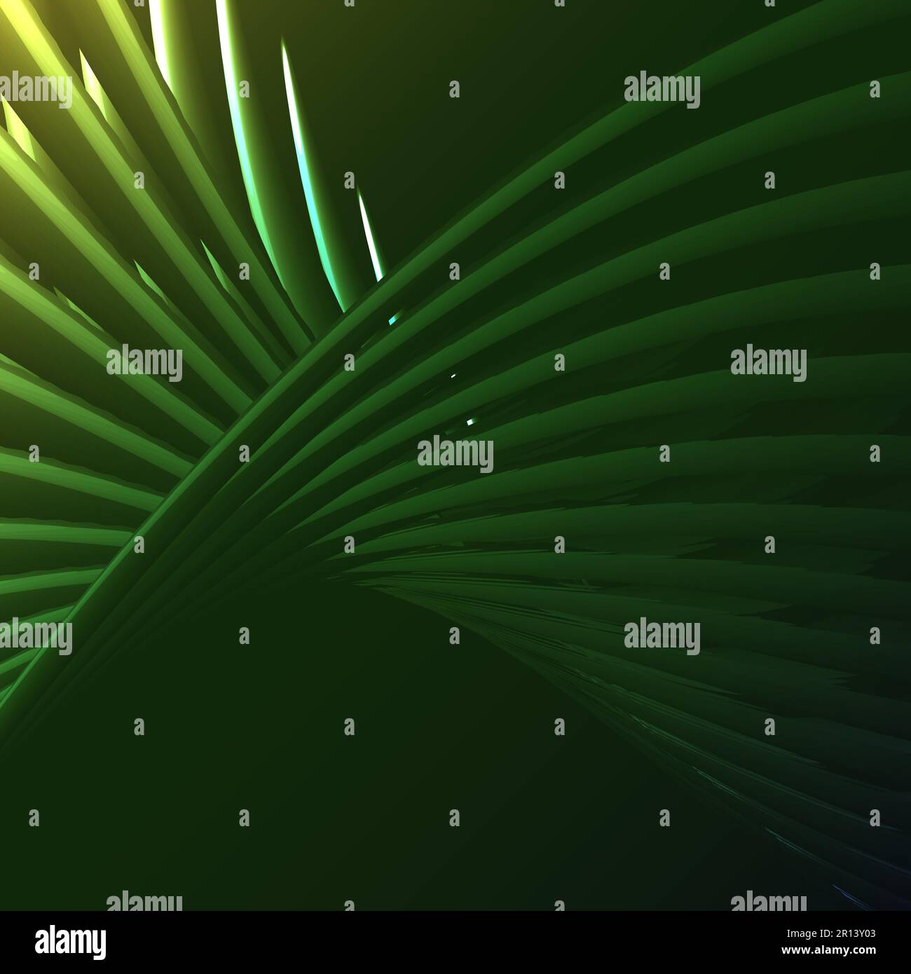 Beautiful green abstract magical energy electric spiral twisted cosmic fire lattices from lines, strips, sticks, rods shining glowing on a green backg Stock Vector
