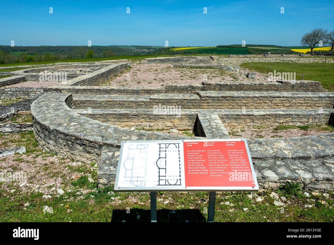 Alise-Sainte-Reine , Alesia, gallo-romains ruins on Mont Auxois archaeological excavations, Cote d'Or, Bourgogne Franche Comte, France Stock Photo