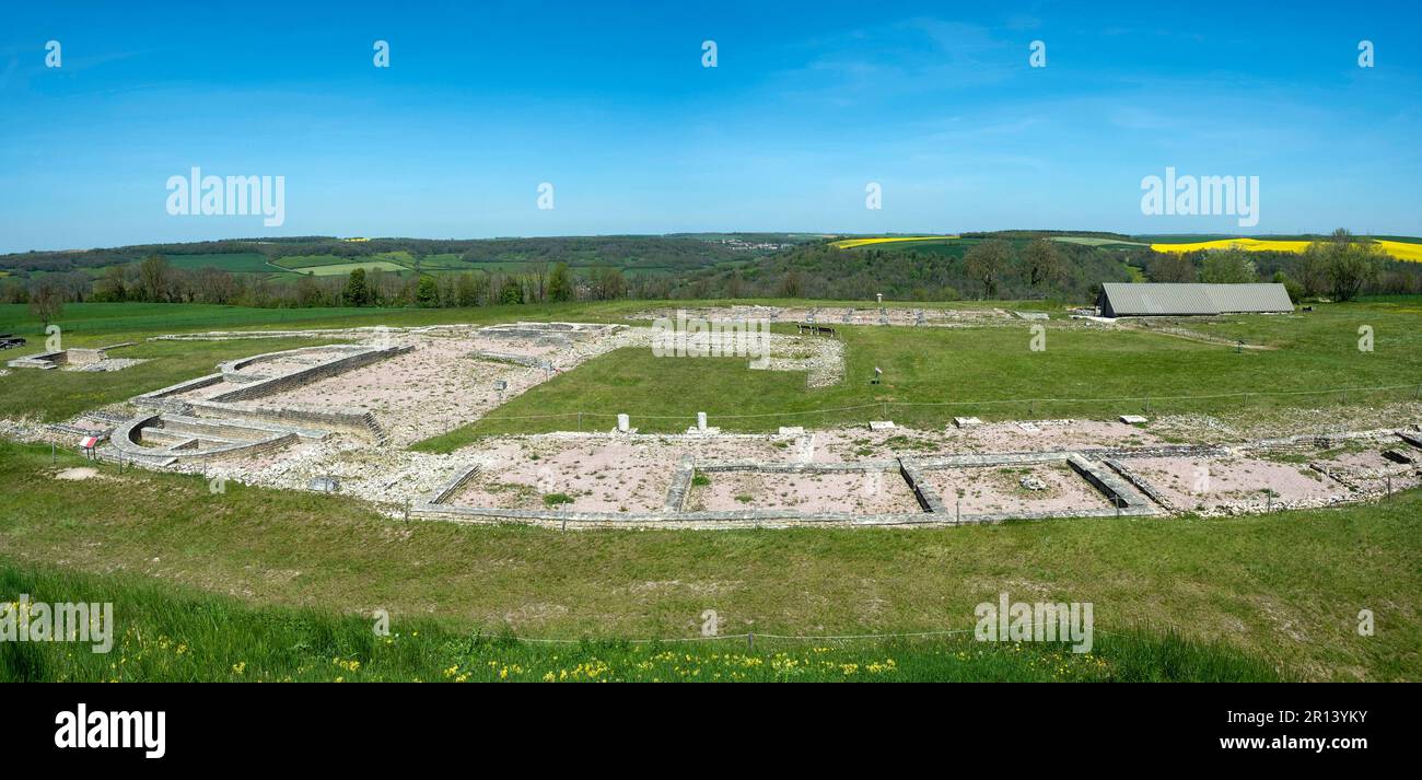 Alise-Sainte-Reine , Alesia, gallo-romains ruins on Mont Auxois archaeological excavations, Cote d'Or, Bourgogne Franche Comte, France Stock Photo
