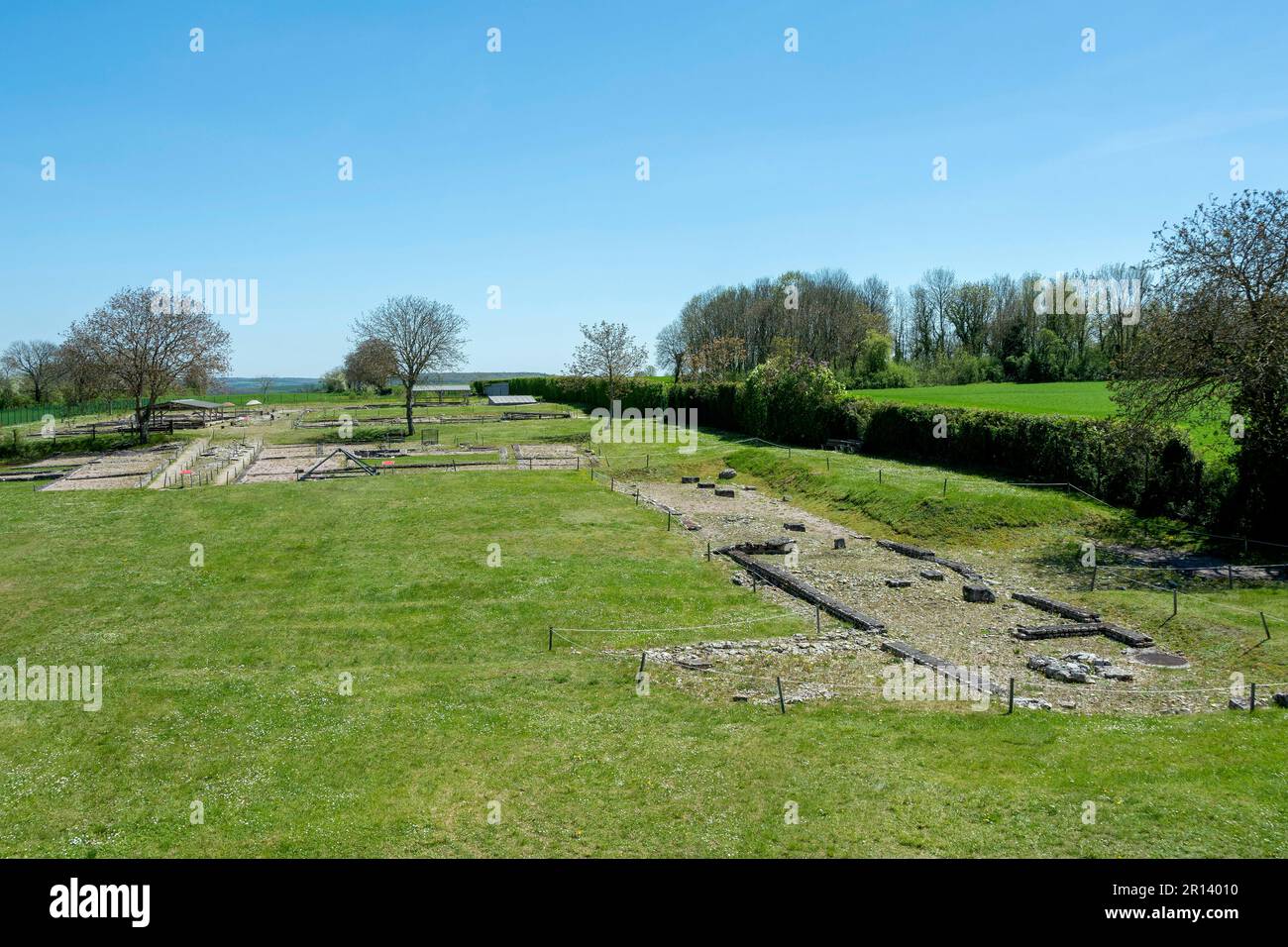 Alise-Sainte-Reine , Alesia, gallo-romains ruins on Mont Auxois archaeological excavations, Cote d'Or, Bourgogne Franche Comte, France Stock Photo