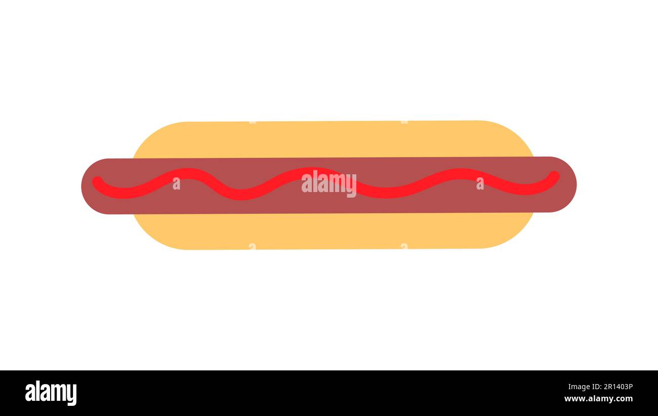 hot dog on white background, vector illustration. bun with sausage