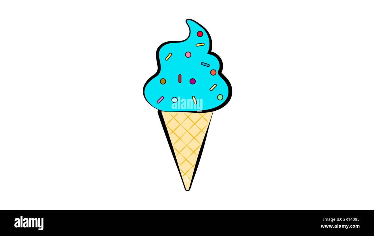 Melting ice cream balls in the waffle cone isolated on white background