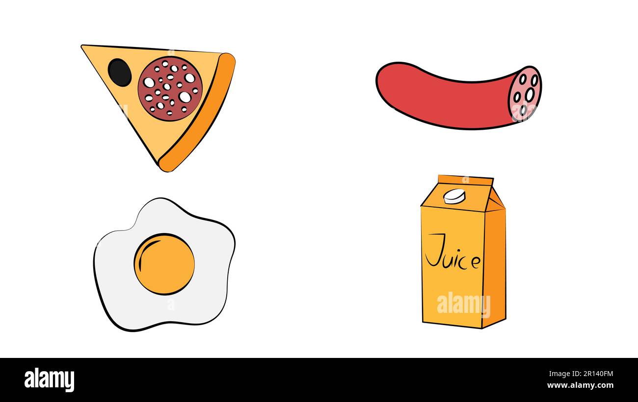 Vector breakfast time illustration with fresh food and drinks. Vector ...