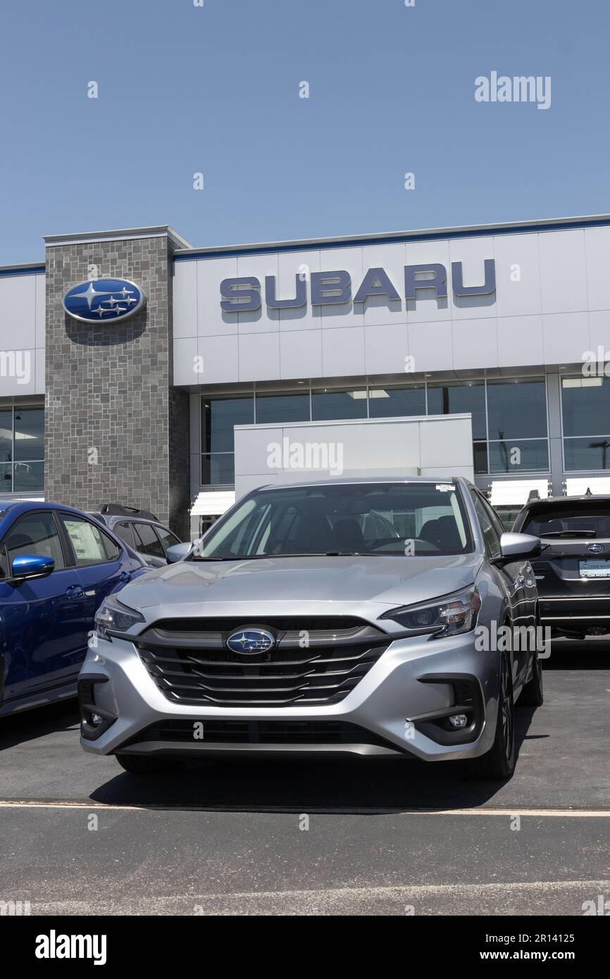 Indianapolis - Circa May 2023: Subaru Legacy display at a dealership. Subaru offers the Legacy in Base, Premium, Limited and Touring models. Stock Photo