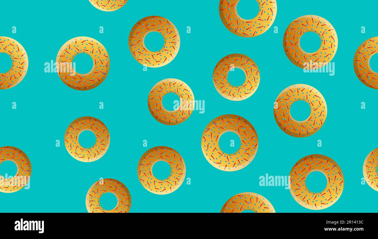 Cartoon donuts with pink glaze and colored sprinkles on white ...