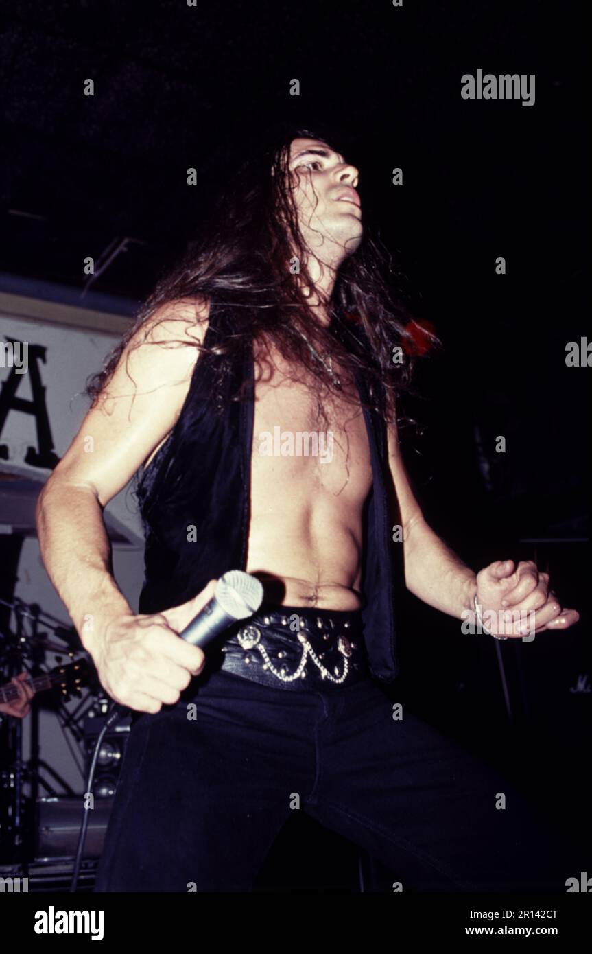 Milan Italy 1993-06-08 : Zachary Stevens  singer of Savatage in concert at the Zimba club Stock Photo