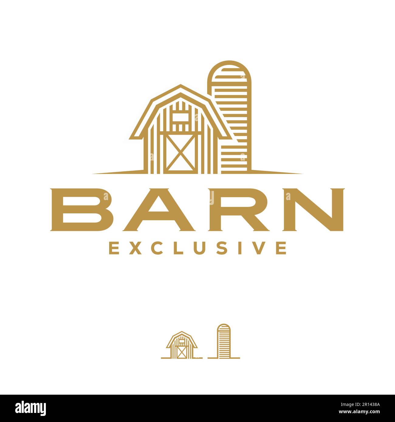 Wooden Barn Farm Minimalist Logo Golden Line Vintage Retro Art Icon