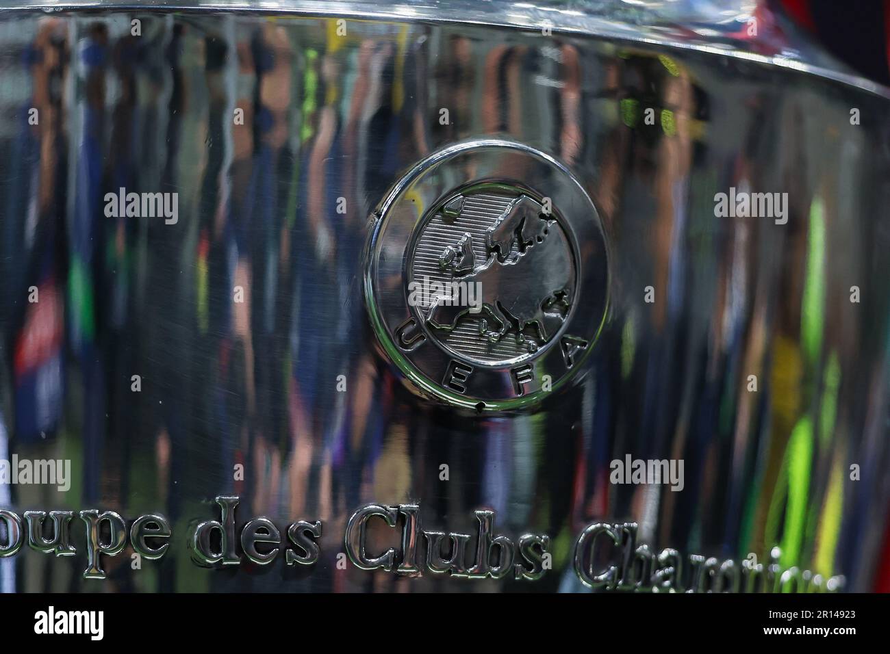 UEFA Champions League Trophy detail during UEFA Champions League 2022/23 Semi-Final 1st  leg football match between AC Milan and FC Internazionale at Stock Photo