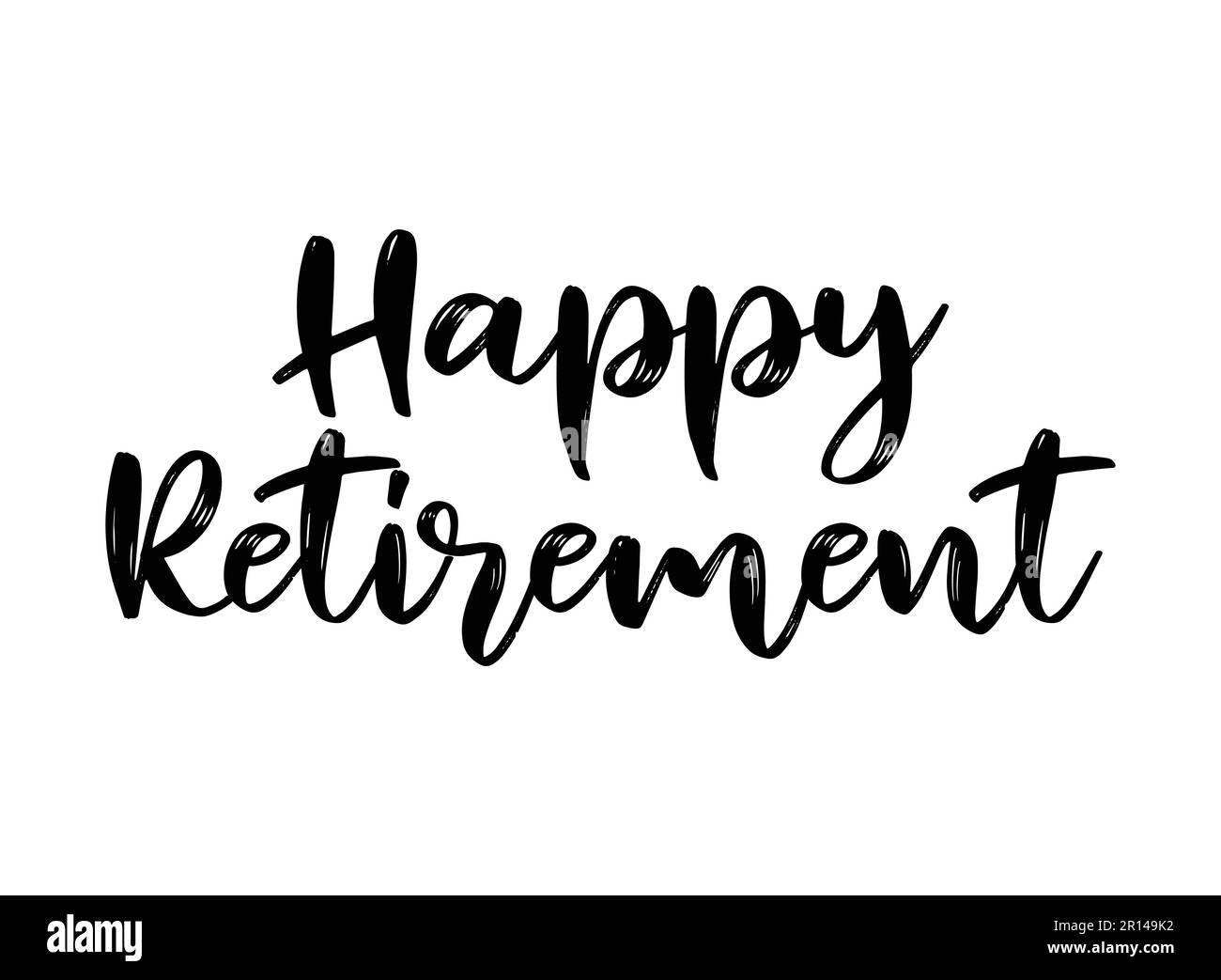 Hand sketched HAPPY RETIREMENT quote as logo or banner Stock Vector