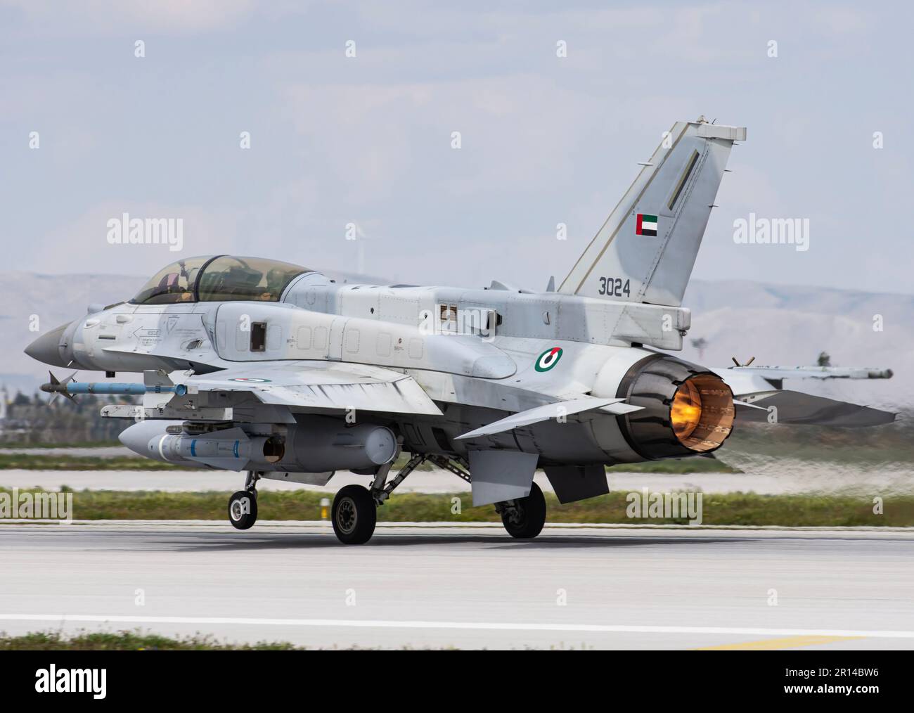Uae f-16 block 60 desert falcon  is seen landing during Anatolian Eagle 2023 at Konya on may 10th, 2023 Stock Photo
