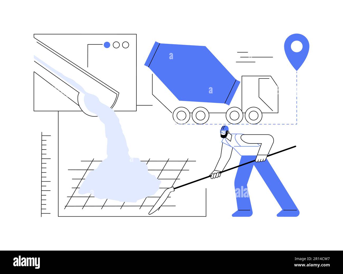 Pouring concrete abstract concept vector illustration Stock Vector
