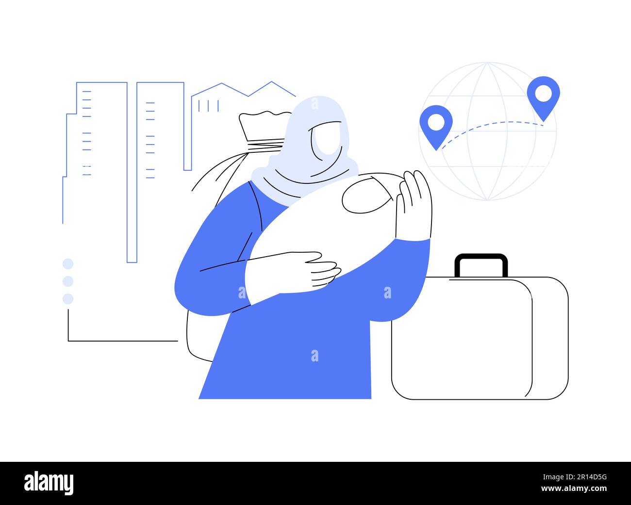 Migrant family illustration Cut Out Stock