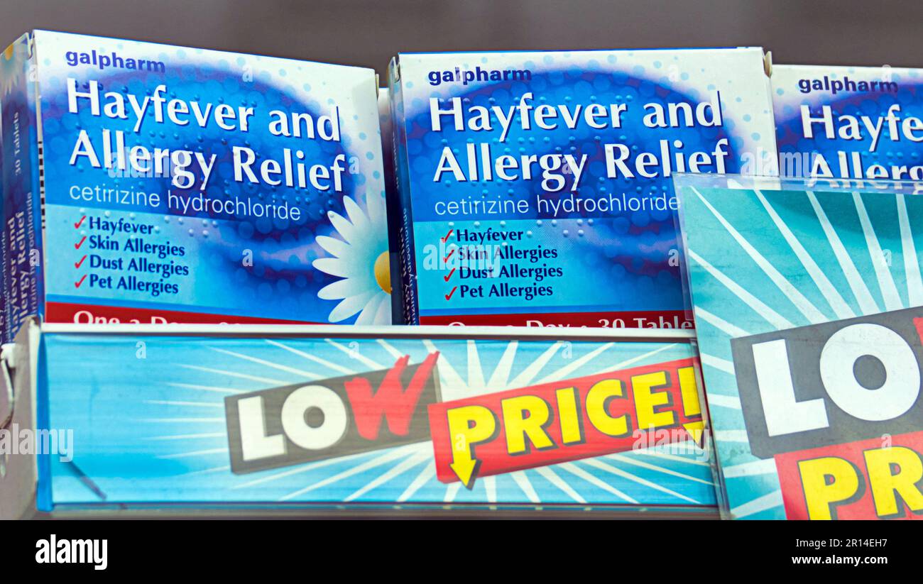 packets of hayfever and allergy relief Stock Photo