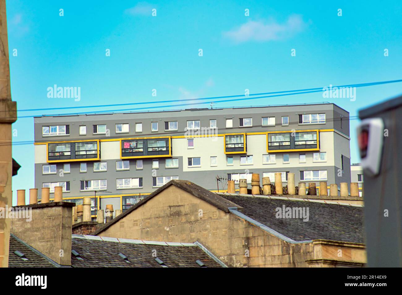 mixed council housing rooftops at st Georges cross Stock Photo